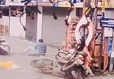 കൊച്ചി മരടിൽ ബുള്ളറ്റും സ്കൂട്ടറും തമ്മിൽ കൂട്ടിയിടിച്ച് അപകടം കാൽനടയാത്രക്കാരിക്ക് പരുക്കേറ്റു
